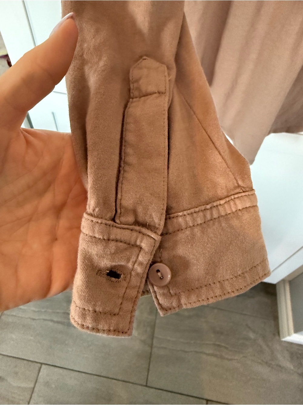 Bobi 100% Cotton Button-Up Shirt in Taupe - Women - Picture 6 of 9